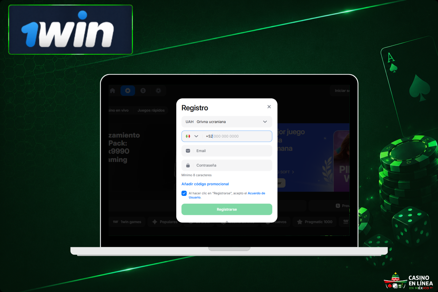 Registro en 1Win Casino en el sitio web oficial