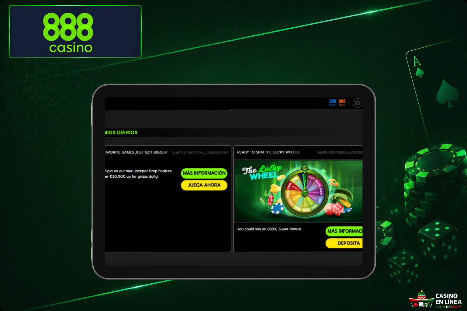 Programa de bonos en el sitio web del casino 888
