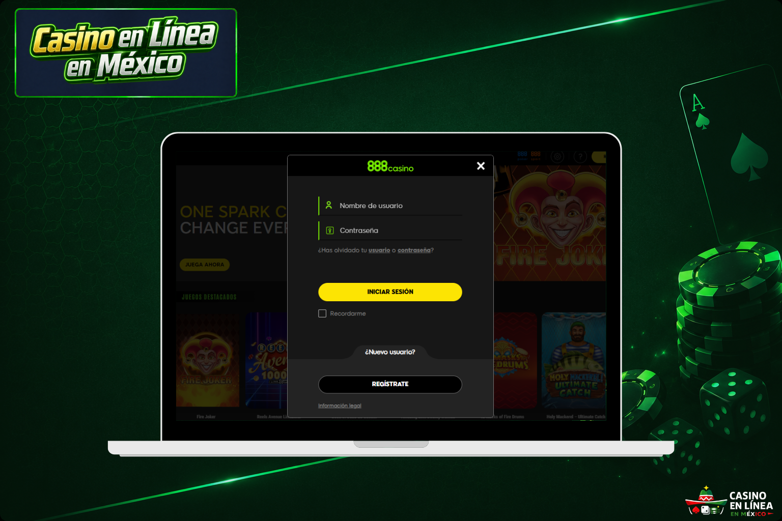 Inicia sesión en el sitio web del casino 888