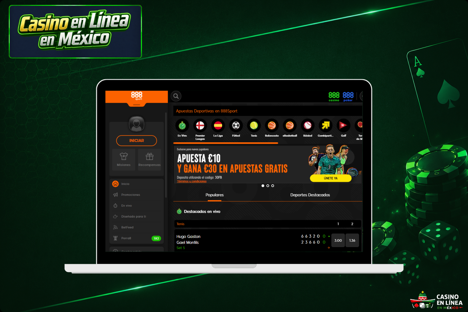 Apuestas deportivas online en 888 Casino