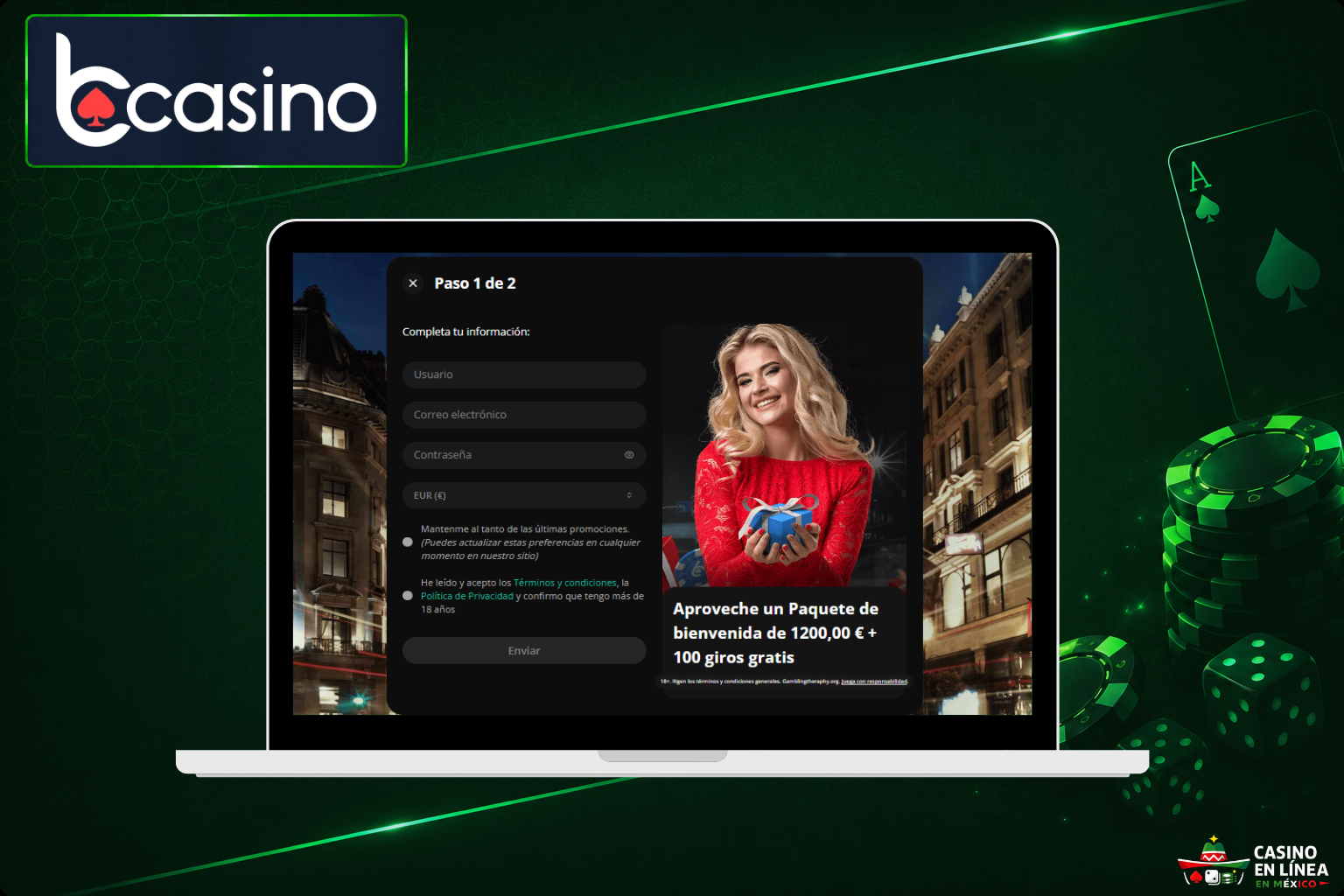 Regístrate en el portal del casino bCasino