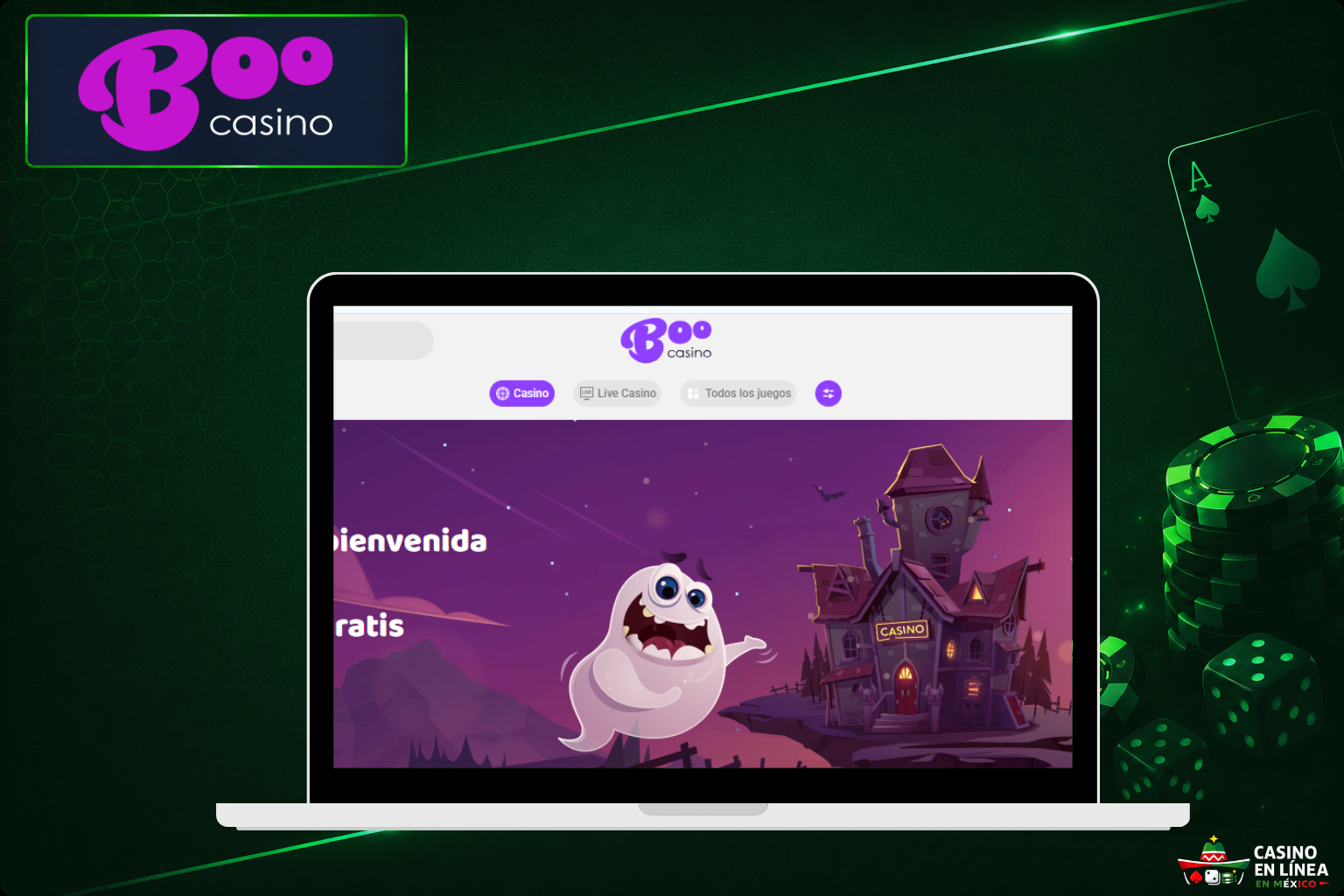 Sitio web del portal de juegos de Boo Casino