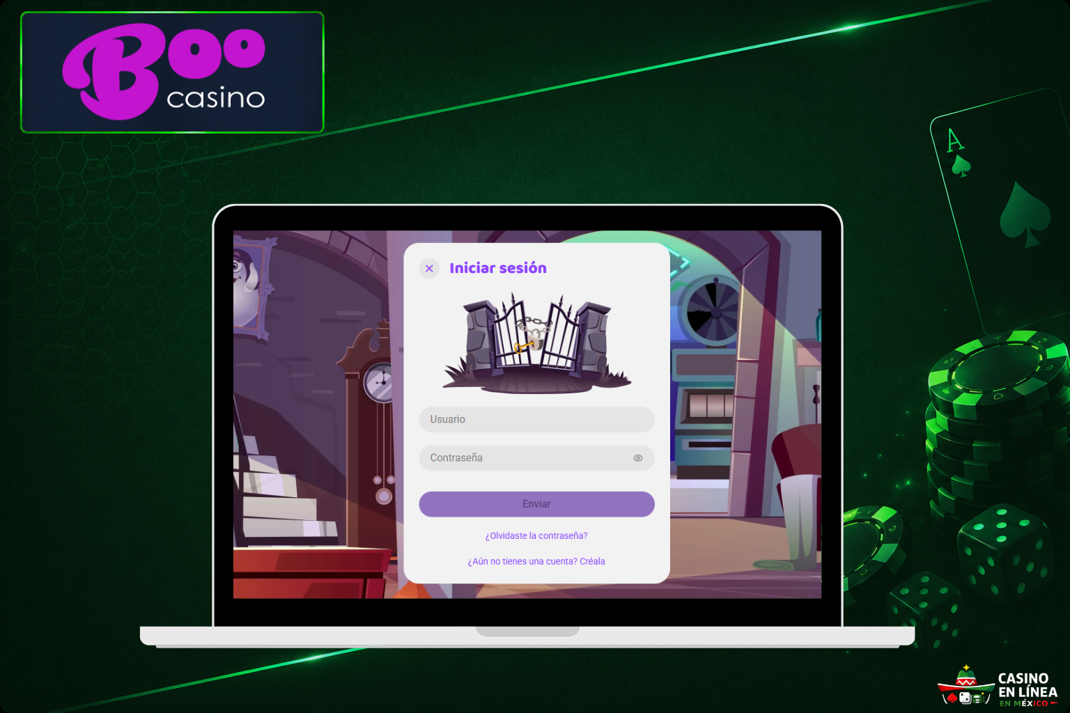 Inicia sesión en tu cuenta personal en el portal de juegos de Boo Casino