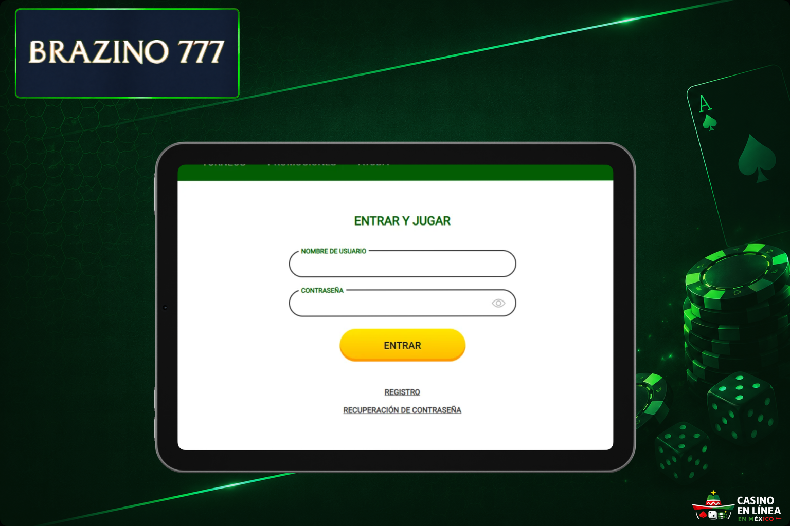 Inicia sesión a través del sitio web oficial del casino Brazino 777