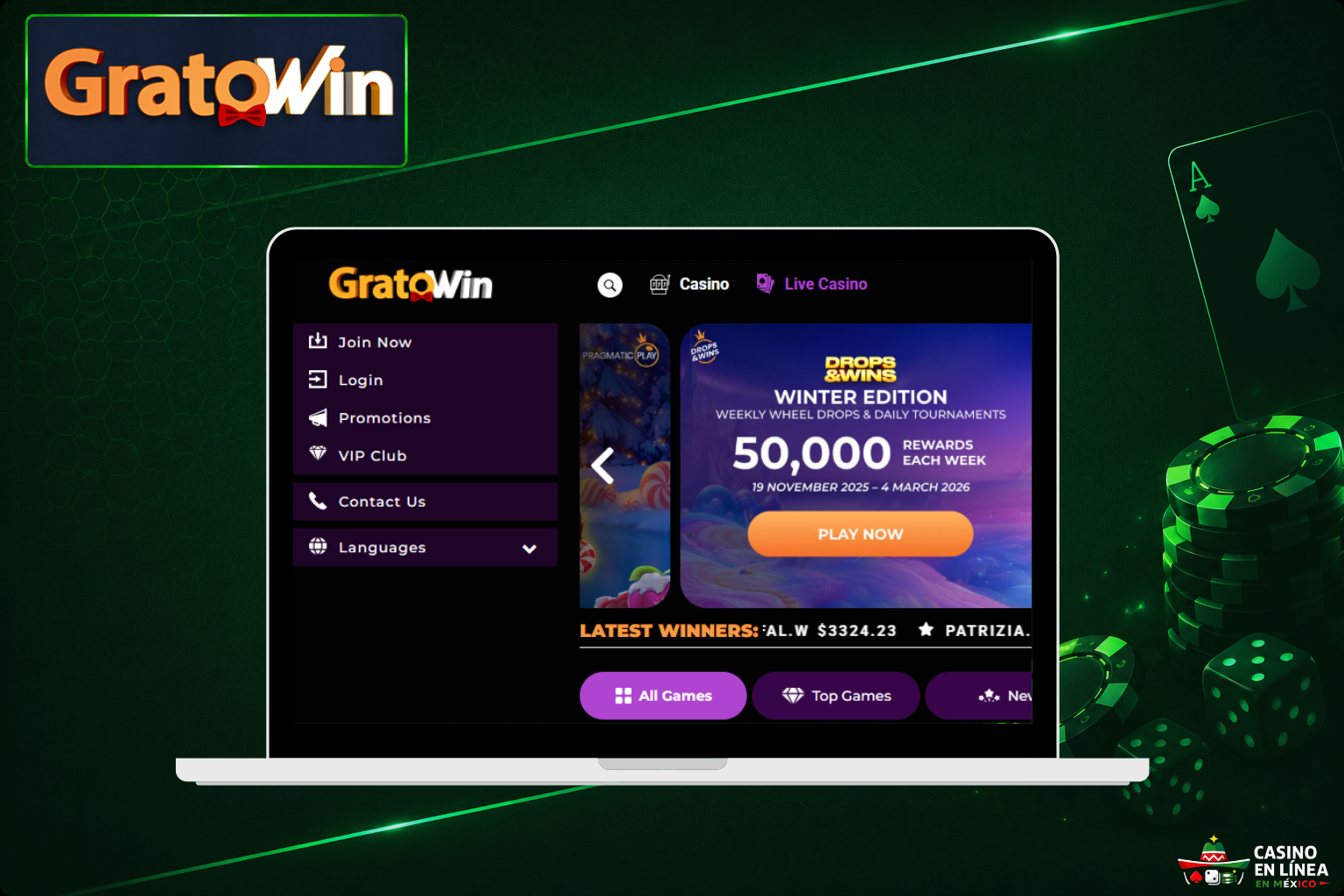 Página oficial del casino Gratowin