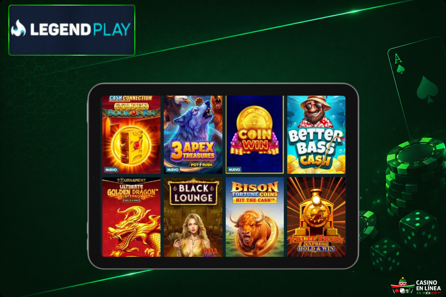 Máquinas tragamonedas en el sitio web del casino LegendPlay