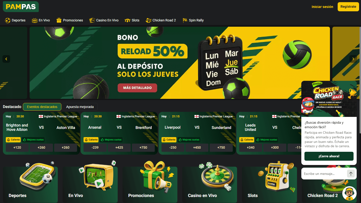 pampas casino homepage