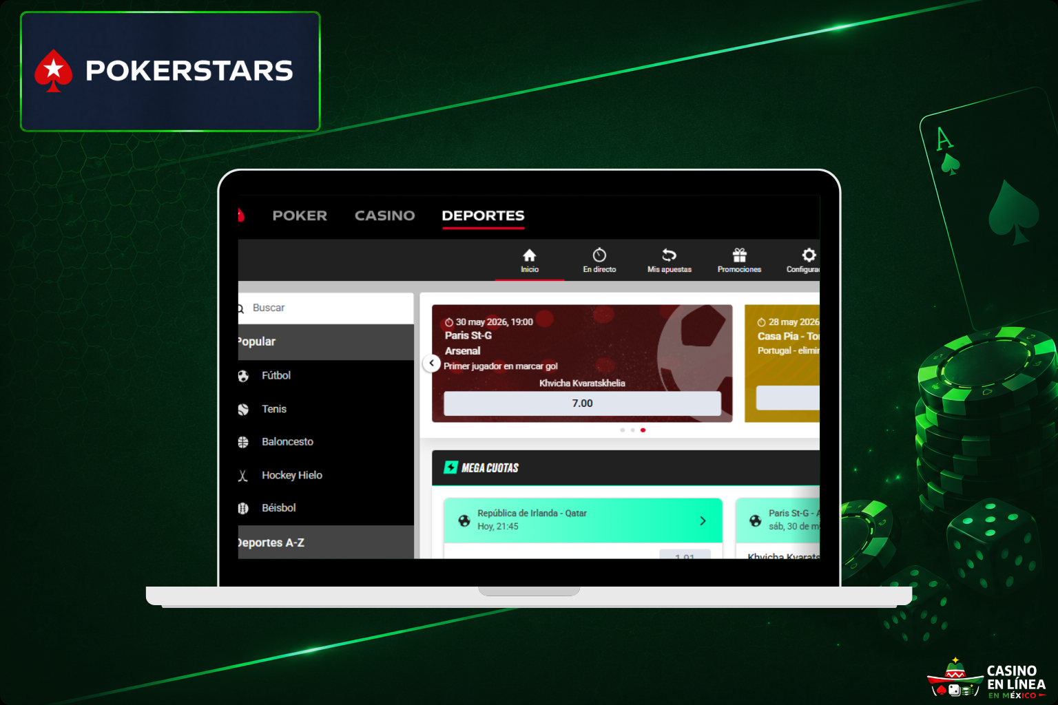 Apuestas deportivas en el casino PokerStars