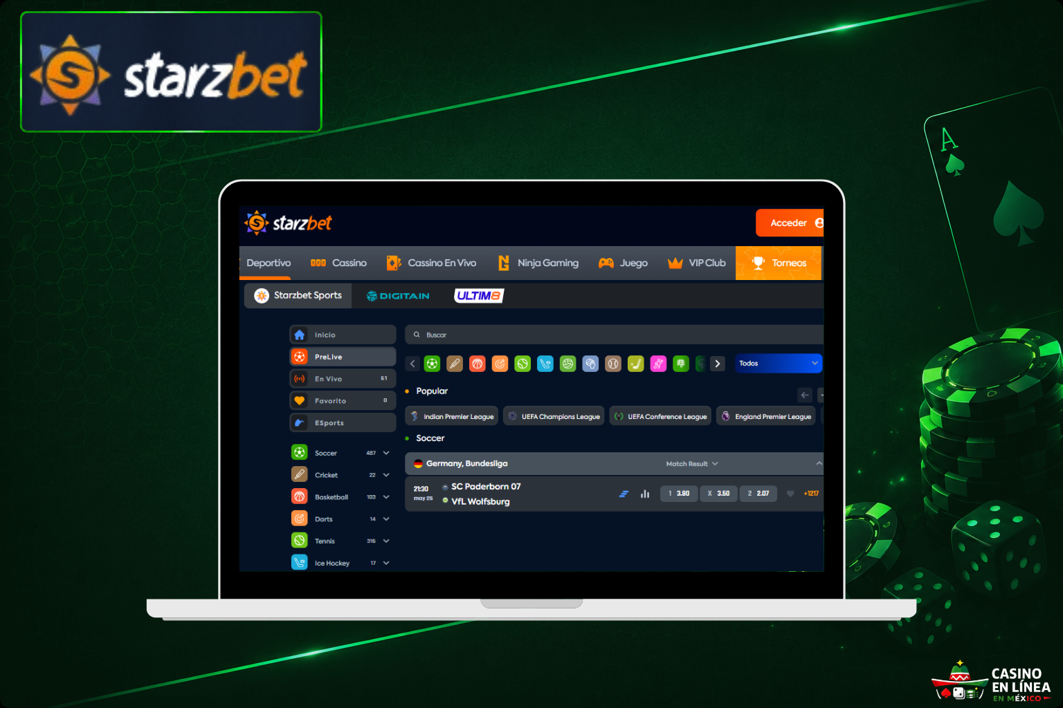 Apuestas deportivas en la plataforma Starzbet
