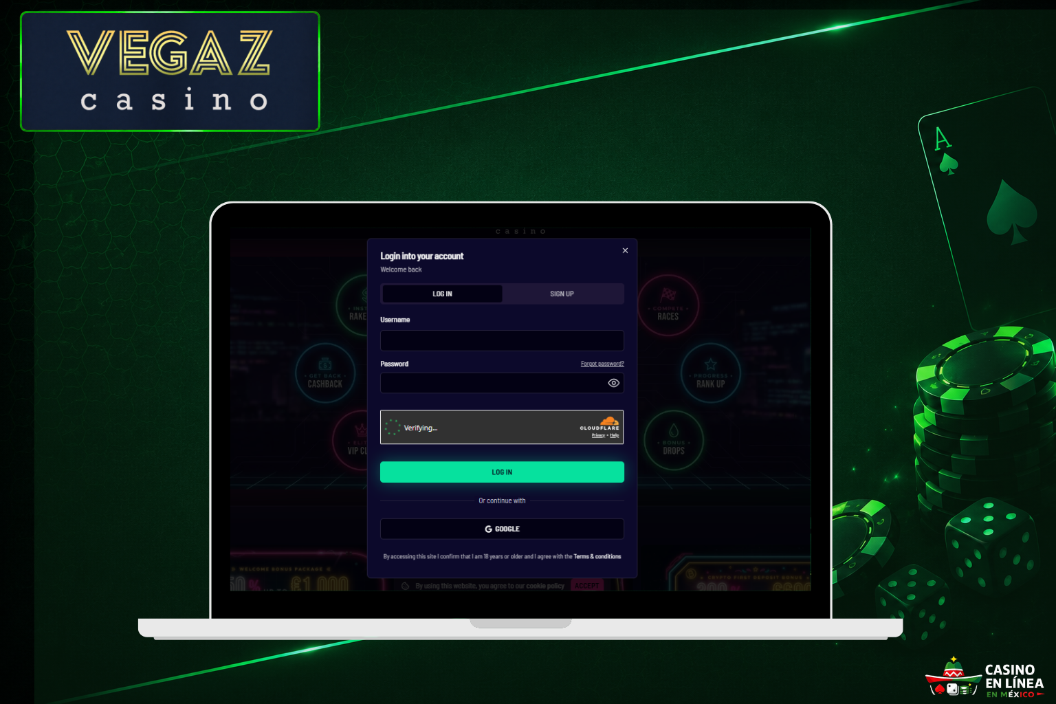 Inicia sesión en el sitio web oficial de Vegaz Casino