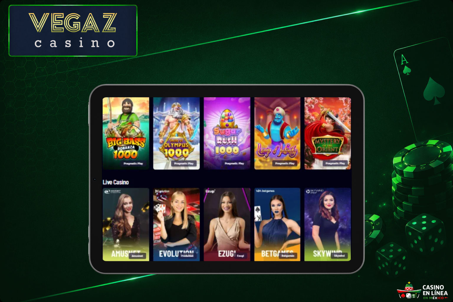 Biblioteca de juegos del Casino Vegaz